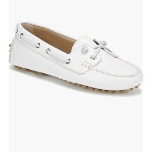 Veronica Beard Jia Boat Shoes Coconut White NEW Leather Flats Nonslip J3709L